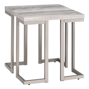 Pemberly Row Contemporary 22&quot Driftwood Gray Finish Top End Table