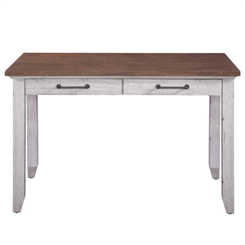 Pemberly Row Farmhouse Rustic Ivory and Honey Multi-Function Table