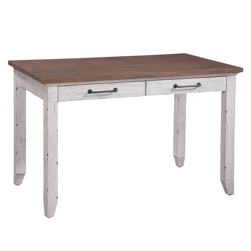 Pemberly Row Farmhouse Rustic Ivory and Honey Multi-Function Table