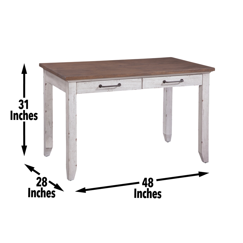 Pemberly Row Farmhouse Rustic Ivory and Honey Multi-Function Table