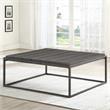 Pemberly Row Walnut with Dark Gray Metal Base Mixed Media Coffee Table