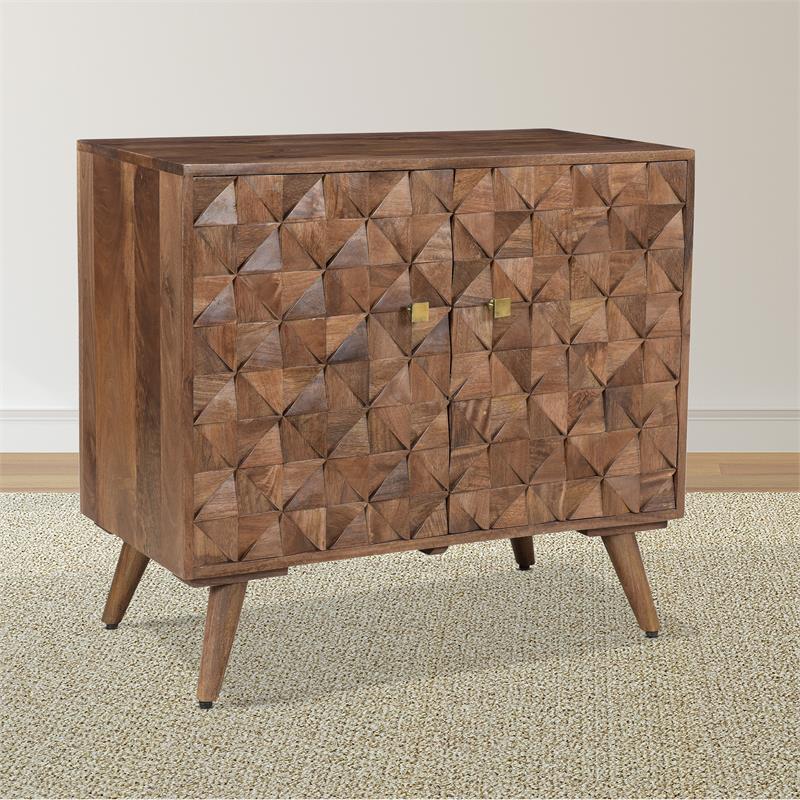 Pemberly Row Mid-Century Matte Walnut Solid Wood Accent Cabinet