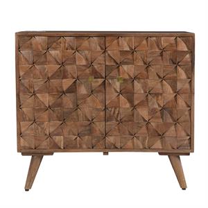 Pemberly Row Mid-Century Matte Walnut Solid Wood Accent Cabinet