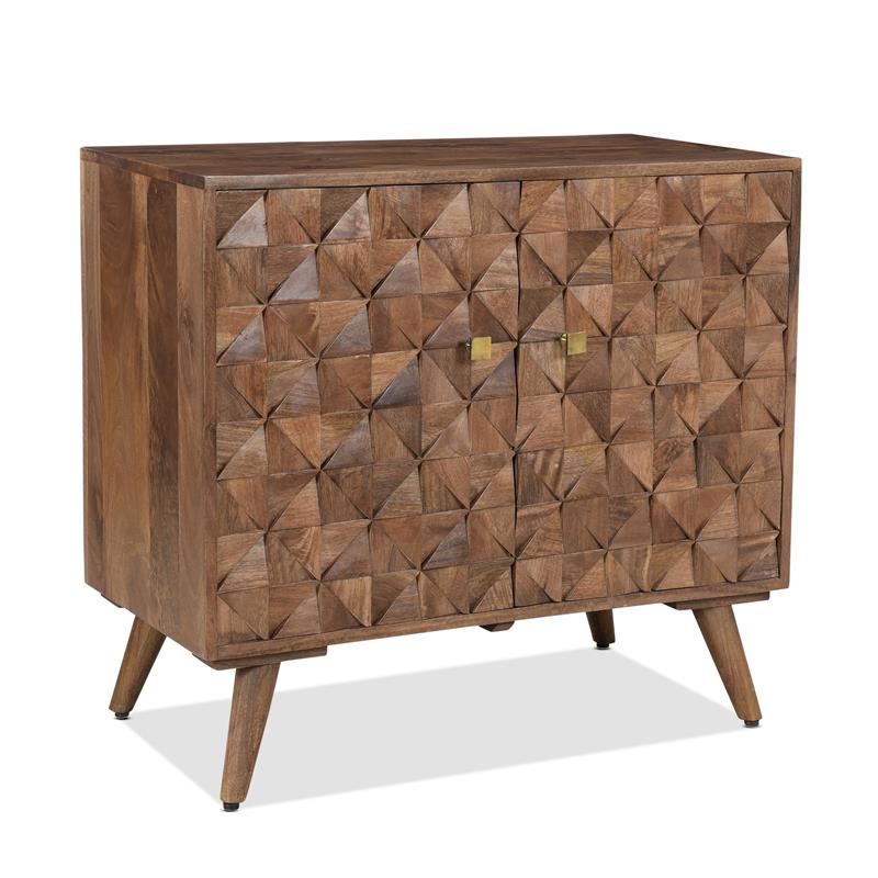 Pemberly Row Mid-Century Matte Walnut Solid Wood Accent Cabinet
