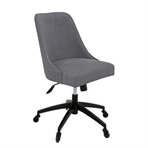 Pemberly Row Mid-Century Fabric Swivel Gray Upholstered Desk Chair