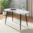Pemberly Row White Marble Desk and Gray Upholstered Chair Set