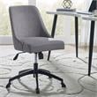 Pemberly Row White Marble Desk and Gray Upholstered Chair Set