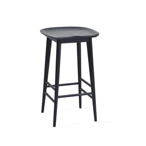 Pemberly Row Contemporary Black Solid Acacia Wood Counter Stool