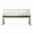 Pemberly Row Two-Tone Ivory and Dark Oak Farmhouse Dining Bench with Back