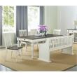 Pemberly Row Two-Tone Ivory and Dark Oak Farmhouse Dining Bench with Back