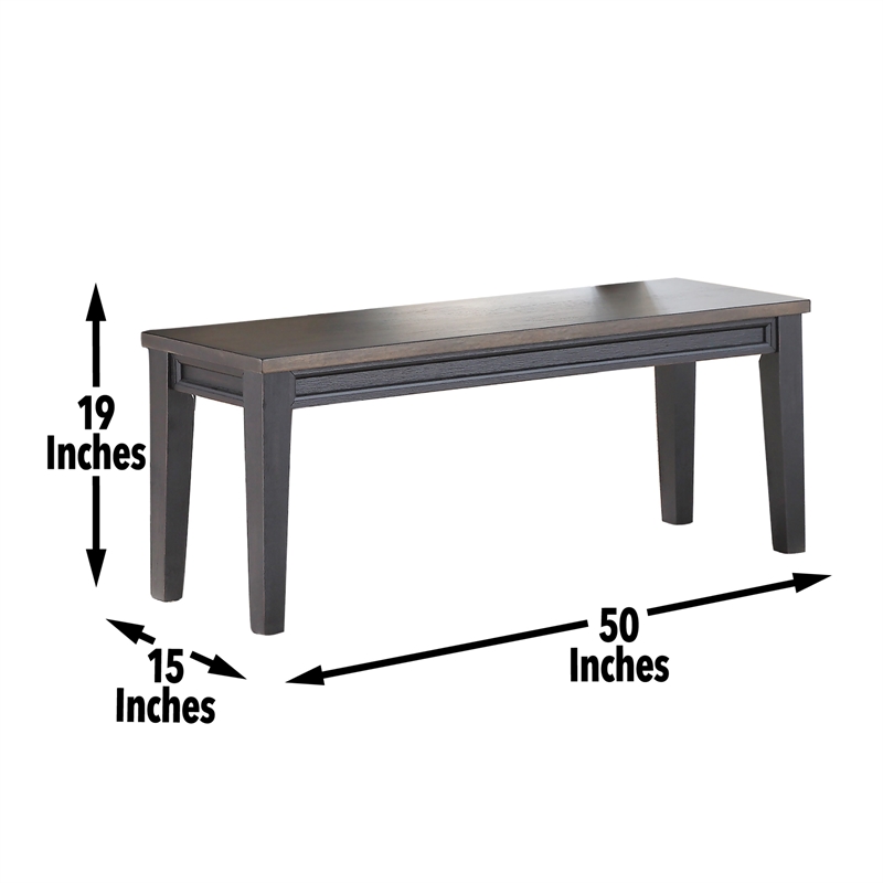 Pemberly Row Noir Two-Tone Ebony Back and Driftwood Dining Bench Solid wood