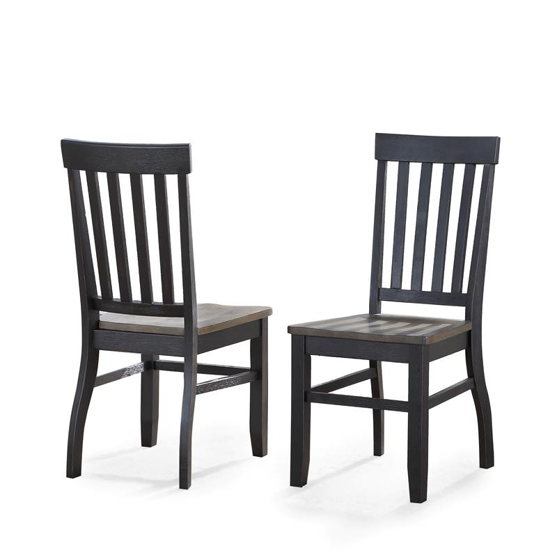 Pemberly Row Farmhouse Noir Two-Tone Dining Side Chair in Black