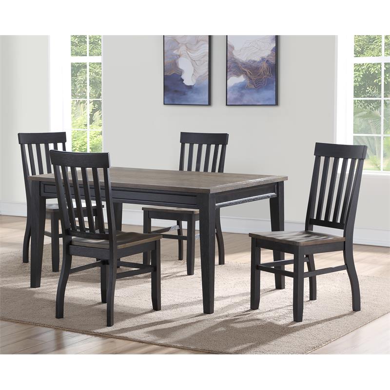 Pemberly Row Farmhouse Noir Two-Tone Dining Side Chair in Black