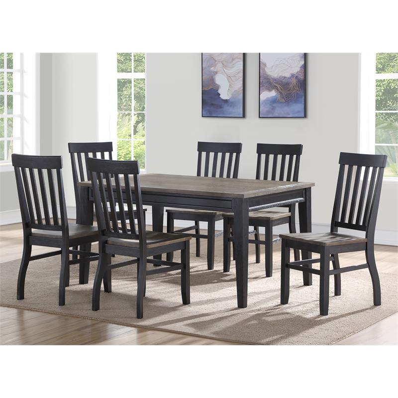 Pemberly Row Farmhouse Noir Two-Tone Dining Side Chair in Black
