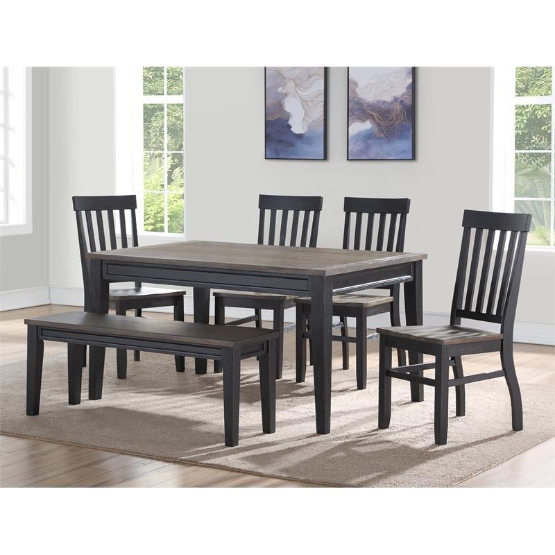Pemberly Row Noir Multi-Color Dining Table in Black/Driftwood Finish