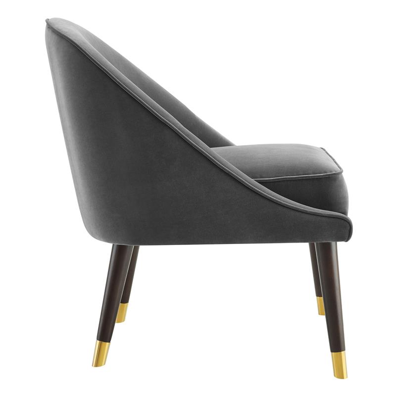 Pemberly Row Modern Mid-Century Velvet Accent Chair in Charcoal