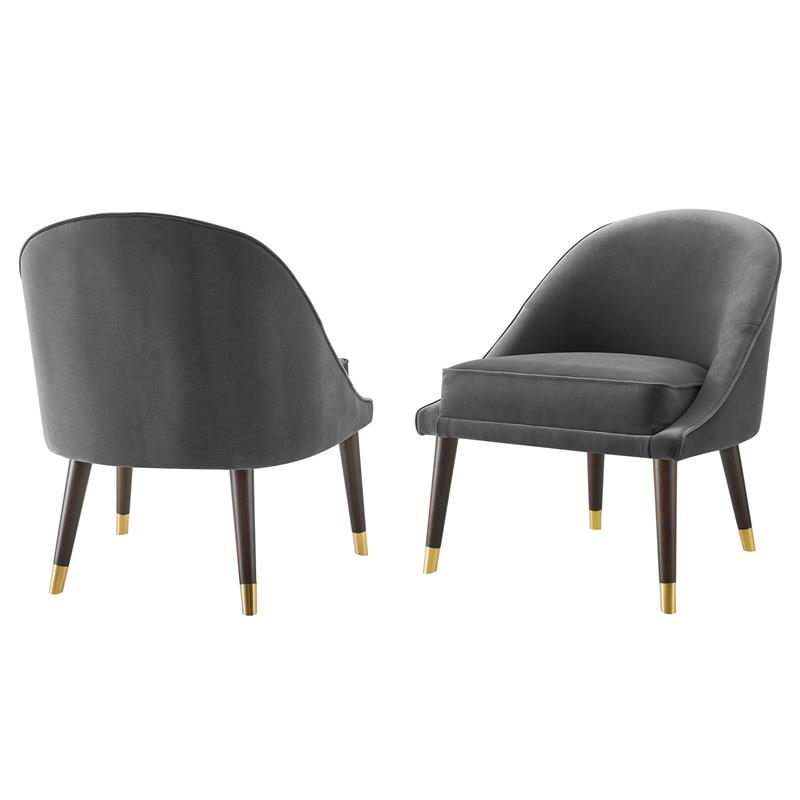 Pemberly Row Modern Mid-Century Velvet Accent Chair in Charcoal