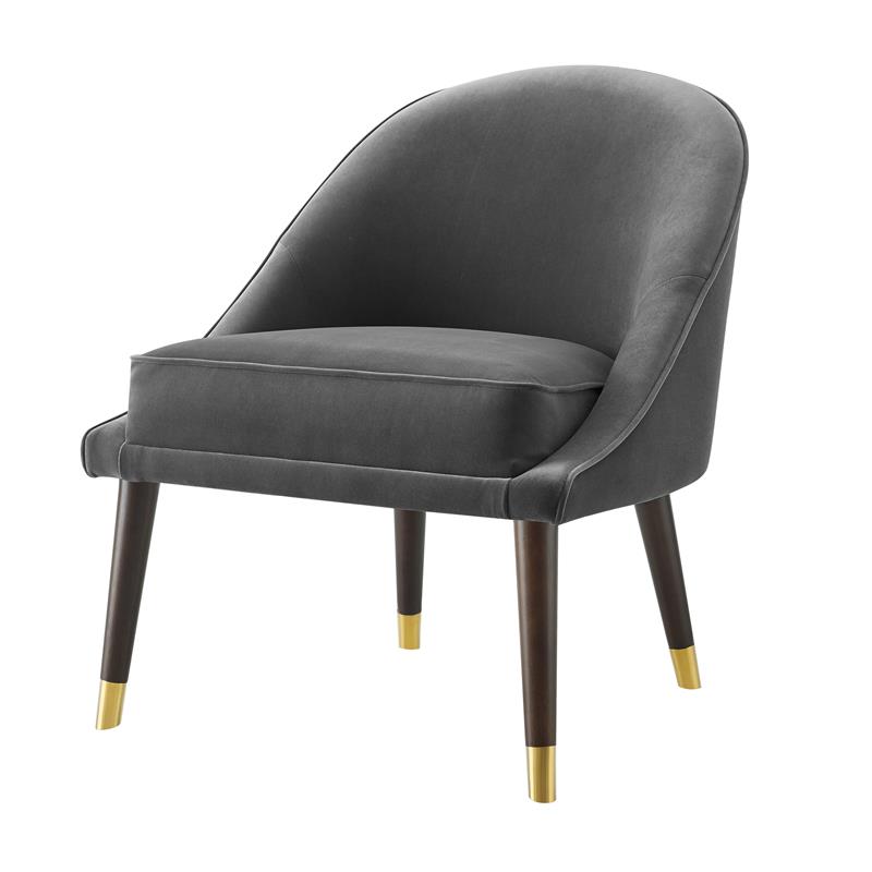 Pemberly Row Modern Mid-Century Velvet Accent Chair in Charcoal