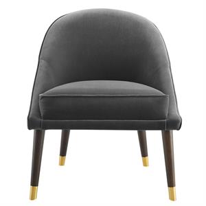 Pemberly Row Modern Mid-Century Velvet Accent Chair in Charcoal