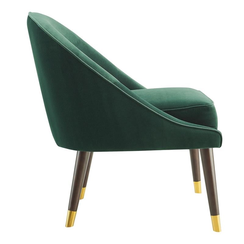 Pemberly Row Modern Mid-Century Velvet Accent Chair in Green