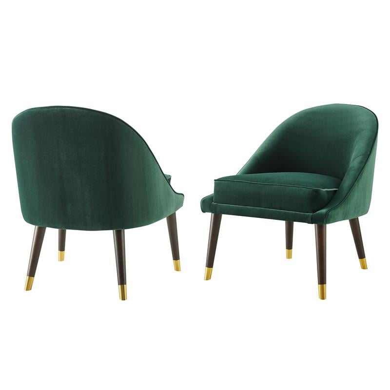 Pemberly Row Modern Mid-Century Velvet Accent Chair in Green