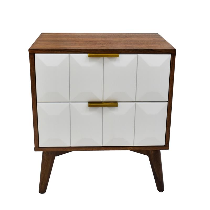 Pemberly Row Mid-Century Burnished Walnut Solid Acacia Nightstand