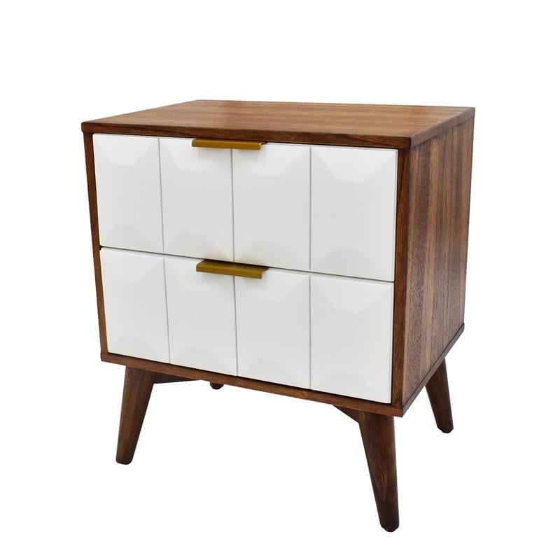 Pemberly Row Mid-Century Burnished Walnut Solid Acacia Nightstand