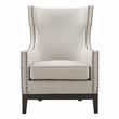 Pemberly Row Transitional Beige Linen Accent Chair with Nailhead Trim
