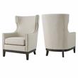 Pemberly Row Transitional Beige Linen Accent Chair with Nailhead Trim