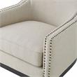 Pemberly Row Transitional Beige Linen Accent Chair with Nailhead Trim