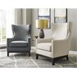 Pemberly Row Transitional Beige Linen Accent Chair with Nailhead Trim