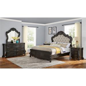 Pemberly Row Multi-step Molasses King Wood 5-Piece Panel Bedroom Set