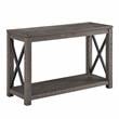Pemberly Row Transitional Distressed Driftwood Wood and Metal Sofa Table