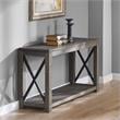 Pemberly Row Transitional Distressed Driftwood Wood and Metal Sofa Table