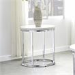 Pemberly Row White Marble and ChromeMetal Round Contemporary End Table