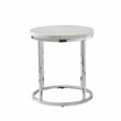 Pemberly Row White Marble and ChromeMetal Round Contemporary End Table