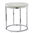 Pemberly Row White Marble and ChromeMetal Round Contemporary End Table