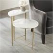 Pemberly Row Modern Transitional White Marble Top Accent Table