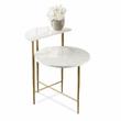 Pemberly Row Modern Transitional White Marble Top Accent Table