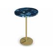 Pemberly Row Transitional Round Blue Agate Top Metal Chairside End Table