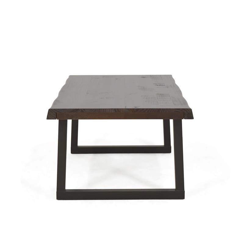 Pemberly Row Contemporary Live Edge Cherry and Ebony Wood Cocktail Table