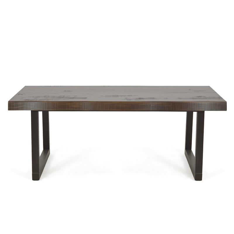Pemberly Row Contemporary Live Edge Cherry and Ebony Wood Cocktail Table
