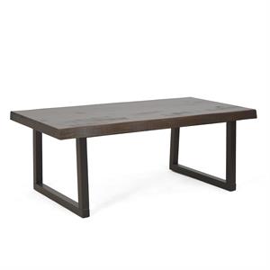 Pemberly Row Contemporary Live Edge Cherry and Ebony Wood Cocktail Table