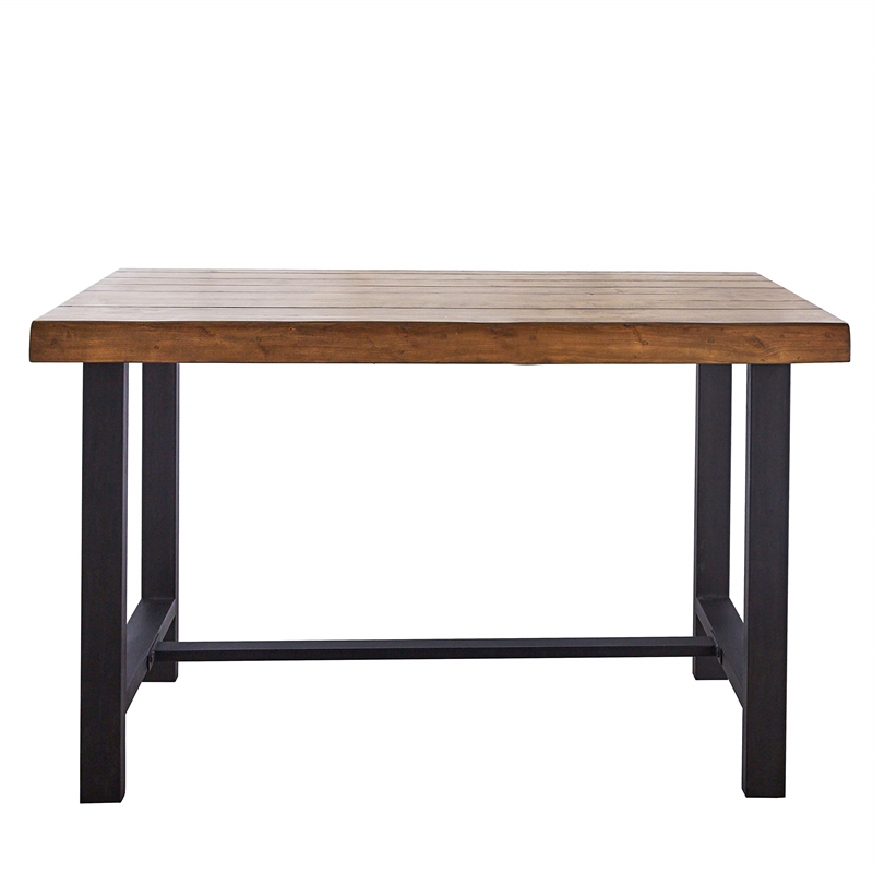 Pemberly Row Natural Honey Brown Wood and Black Metal Counter Stool