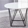Pemberly Row White Marble Top Round Bronze Metal Base Dining Table