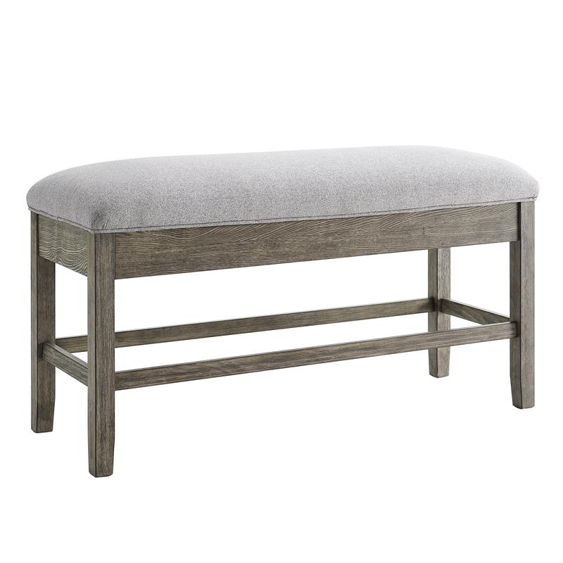 Pemberly Row Transitional Gray Driftwood Storage Counter Bench