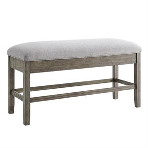 Pemberly Row Transitional Gray Driftwood Storage Counter Bench