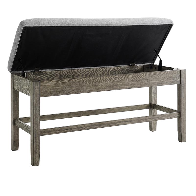 Pemberly Row Transitional Gray Driftwood Storage Counter Bench