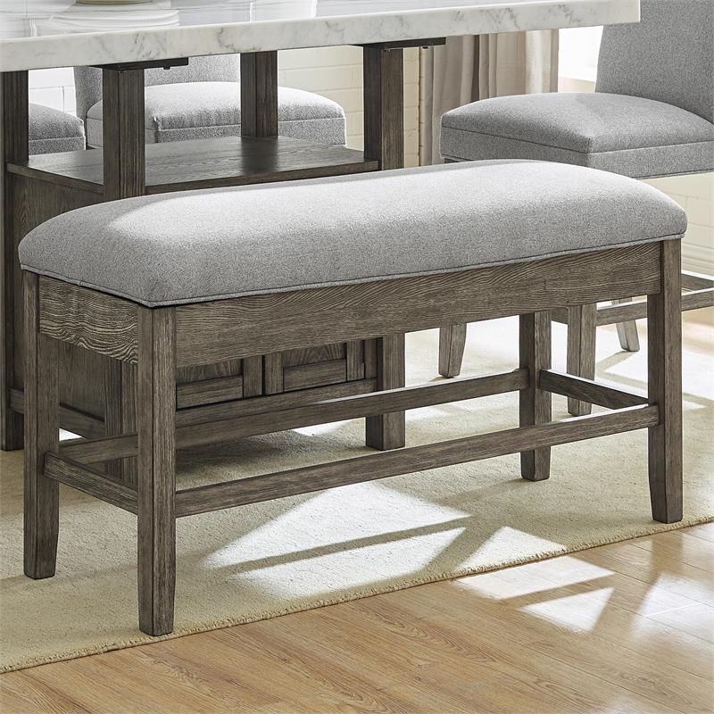 Pemberly Row Transitional Gray Driftwood Storage Counter Bench