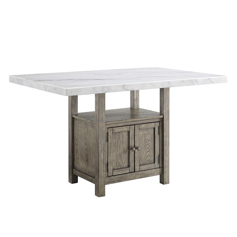 Pemberly Row White Marble and Driftwood Counter Height Dining Table